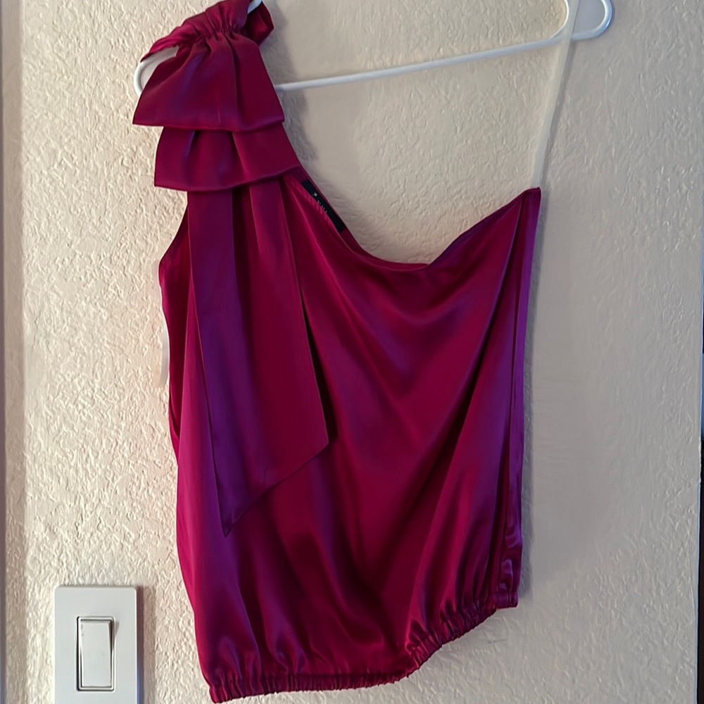 One shoulder silk top